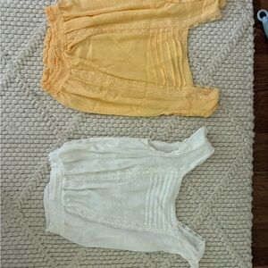 Selfie Leslie Yellow and White Lace Trim Tops!!